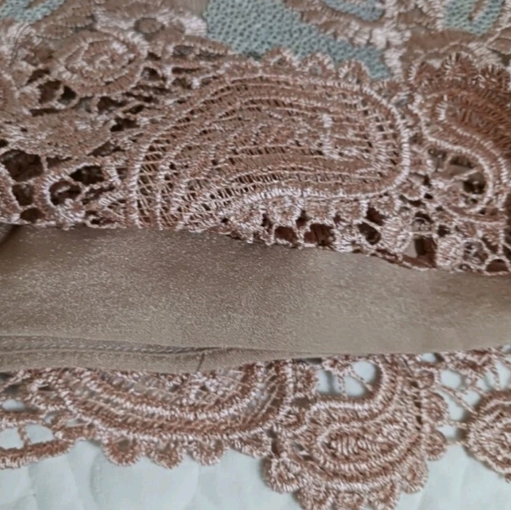 Dress The Population Sabrina Sequin Lace Romper Dusty Rose Silver - Picture 8 of 11